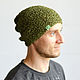 Green Hemp Beanie Hat #099. Caps. Hemp bags and yarn | Alyona Larina (hempforlife). Online shopping on My Livemaster.  Фото №2