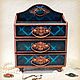 Mini aparador ' Blue luxury'. Mini Dressers. decoupage history. Интернет-магазин Ярмарка Мастеров.  Фото №2