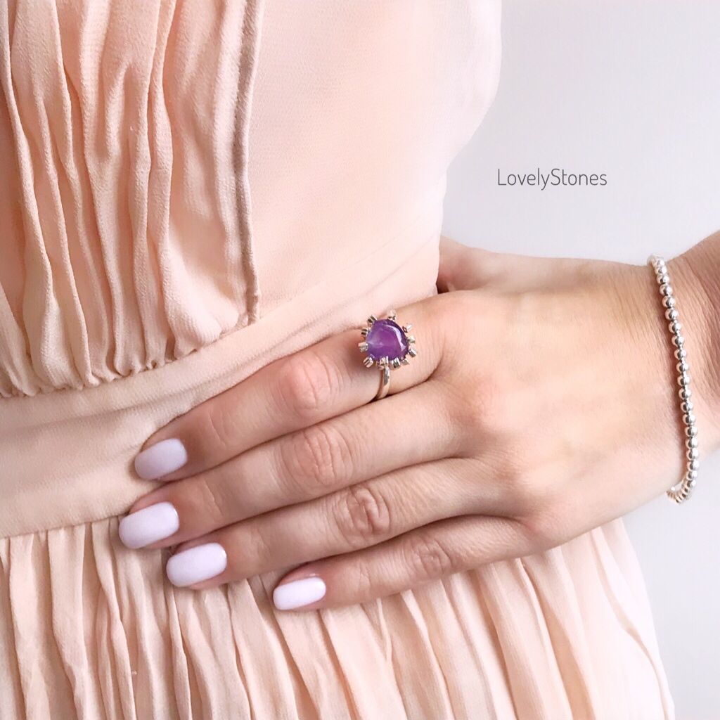 Ring with purple amethyst stone natural, Rings, Yaroslavl,  Фото №1