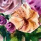 Order Picture bouquet with tea and purple roses on a light background. Roses. Olga Ermakova art. Livemaster. . Pictures Фото №3