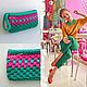 Small knitted clutch "Green and fuchsia", Clutches, St. Petersburg,  Фото №1