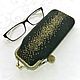 Beaded glasses case with clasp Starry sky Golden
