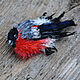 Order Textile brooch with embroidery Bullfinch Bird. Heat hands (TeplOlino). Livemaster. . Brooches Фото №3