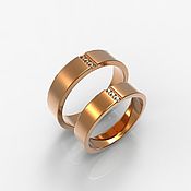 Свадебный салон handmade. Livemaster - original item Wedding rings with 3 stone track gold 585 (Ob12). Handmade.