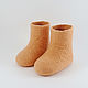 Beige felted booties from Merino wool for baby 8,5 cm dune, Babys bootees, Moscow,  Фото №1