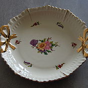Посуда handmade. Livemaster - original item Serving plate. Dish. Flowers, gold... England.. Handmade.