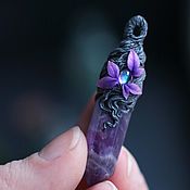 Украшения handmade. Livemaster - original item Purple forest wood pendant with amethyst and moonstone. Handmade.