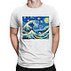 Cotton T-shirt ' Starry Night in Kanagawa', T-shirts and undershirts for men, Moscow,  Фото №1