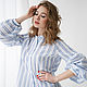 Order Blue striped boho cotton blouse, loose cotton blouse. mozaika-rus. Livemaster. . Blouses Фото №3