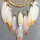 Ловец снов: Золотой с белым. Ловцы снов. Oxy_crafts (oxydreamcatcher). Ярмарка Мастеров.  Фото №4