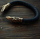 Men's bracelet made of natural leather with the Raven, Bead bracelet, Volgograd,  Фото №1