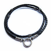 Украшения handmade. Livemaster - original item Leather lace with silver beads. Handmade.