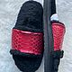 Sheepskin flip-flops with python skin red, Flip flops, Moscow,  Фото №1