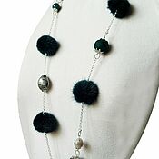 Украшения handmade. Livemaster - original item Necklace-beads made of dark green mink with malachite. Handmade.
