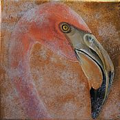 Картины и панно handmade. Livemaster - original item Bird oil painting Flamingo painting on potali. Handmade.