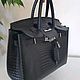 Сумка в стиле Birkin 30 из натуральной кожи с тиснением Croco baby. Классическая сумка. Magic denim in art. Ярмарка Мастеров.  Фото №4