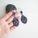 Blue beaded earrings with oriental motifs. Earrings. Handmade by Svetlana Sin. Online shopping on My Livemaster.  Фото №2