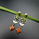 Stud earrings with carnelian 'Creole', Stud earrings, Voronezh,  Фото №1