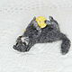 Gato gris miniatura, para casa de muñecas. Miniature figurines. AnzhWoolToy (AnzhelikaK). Ярмарка Мастеров.  Фото №6