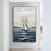 Картины маслом в интерьер Большая морская картина Морской пейзаж