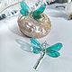 Sea-green dragonfly earrings, Earrings, Voronezh,  Фото №1