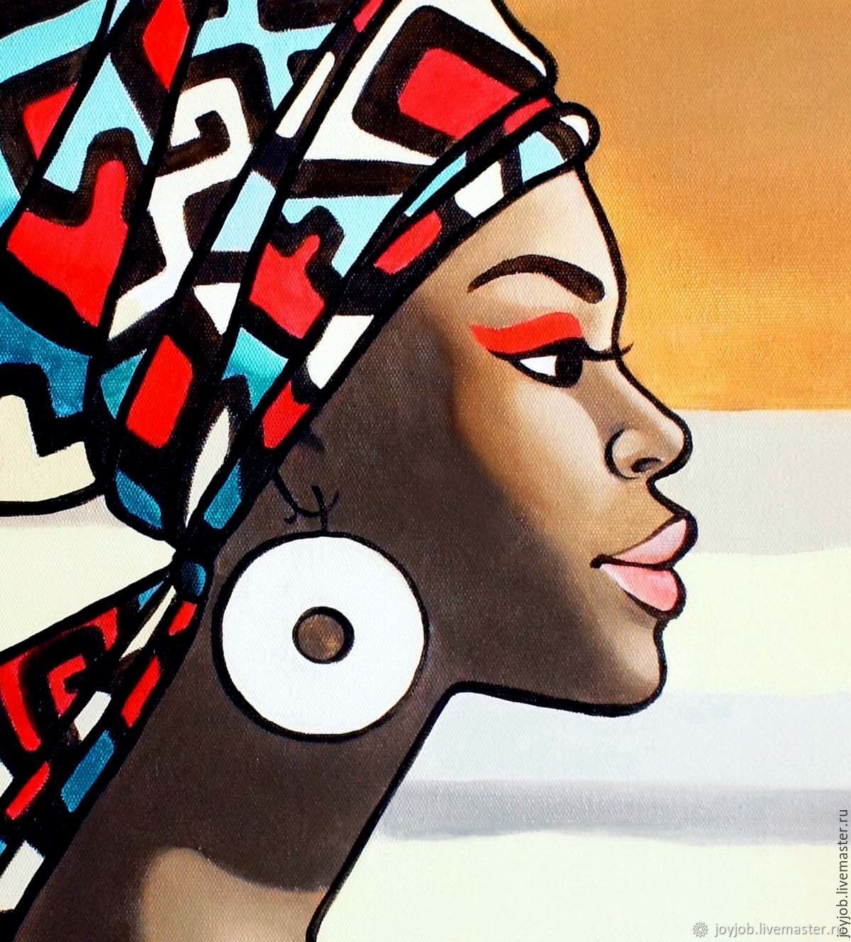 Картина африканская женщина в интерьере