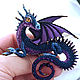 Broche de dragón 'leila'. Broche de perlas. Azul-violeta dragón, Brooches, Moscow,  Фото №1