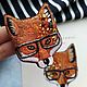 Брошь лиса в очках. Брошь-булавка. Sofi brooches. Интернет-магазин Ярмарка Мастеров.  Фото №2