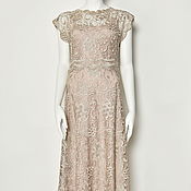 Одежда handmade. Livemaster - original item Evening dress in lace floor beige dressy short sleeved. Handmade.