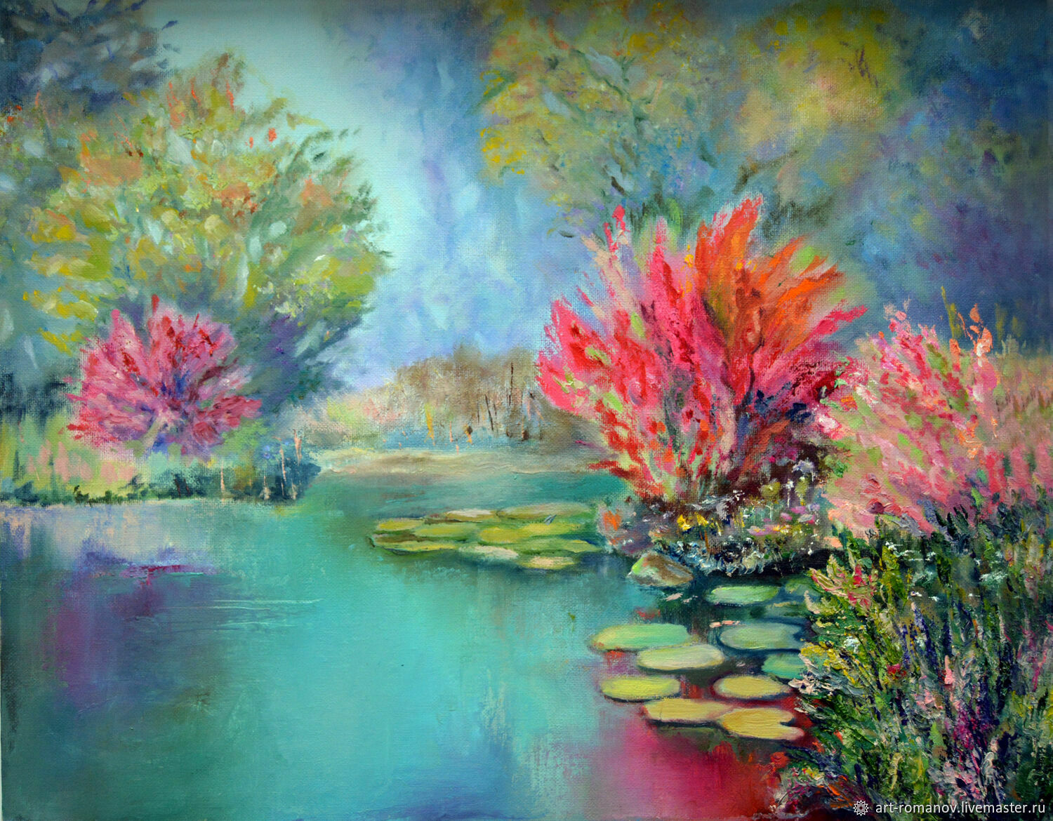 Картина маслом \"Озеро\" в интернет-магазине Ярмарка Мастеров по цене ...