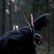 единорог Ночного Леса Статуэтка (зеленый лесной  черный ) лошадь