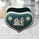 Винтаж: Wedgwood Teal винтажная шкатулка в редком цвете в форме Сердца, Шкатулки винтажные, Вологда,  Фото №1