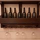 Wall shelf for wine and glasses ' classic'. Shelves. Color Wood. My Livemaster. Фото №4