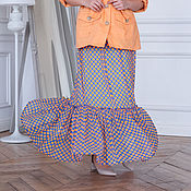 Одежда handmade. Livemaster - original item Floor length chiffon skirt with bright polka dots violet. Handmade.