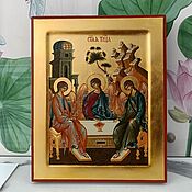 Картины и панно handmade. Livemaster - original item The Icon Of The Holy Trinity. Trinity with a piece of Mamre oak.. Handmade.