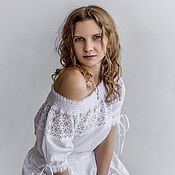 Одежда handmade. Livemaster - original item White summer blouse made of sewing and lace in boho style Vanessa. Handmade.