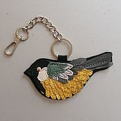 Сумки и аксессуары handmade. Livemaster - original item Pendant.Leather keychain. suspension bag. Leather pendant.Titmouse. Handmade.