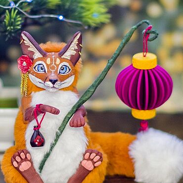 Куклы и игрушки ручной работы. Ярмарка Мастеров - ручная работа Интерьерная фигурка Кицуне. Handmade.