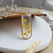Украшения handmade. Livemaster - original item Pendant with real flowers in resin. Pendant with a Mimosa. Handmade.