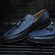 Men's moccasins, Python leather, genuine leather, dark blue color. Moccasins. SHOES&BAGS. My Livemaster. Фото №5