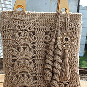 Сумки и аксессуары handmade. Livemaster - original item A bag with wooden handles .jute. Handmade.