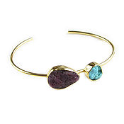 Украшения handmade. Livemaster - original item Turquoise and ruby bracelet, gold bracelet with ruby and turquoise. Handmade.