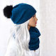Knitted hat women's Snood set ' on the Crest of the Wave', Headwear Sets, Moscow,  Фото №1