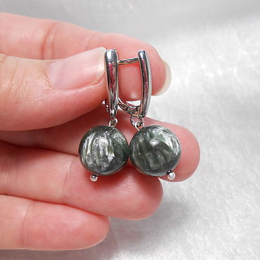Серьги из серафинита (клинохлора). . Украшения ручной работы - Ярмарка Мастеров Украшения ручной работы. Ярмарка Мастеров - ручная работа Серьги из серафинита (клинохлора). Handmade.