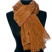 Аксессуары handmade. Livemaster - original item Scarf women`s cotton with silk solid brown orange spring. Handmade.