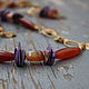 Beads and earrings 'Vivian' of charoite and carnelian, Necklace, Almaty,  Фото №1
