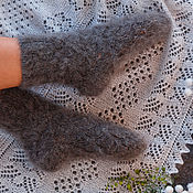 Аксессуары handmade. Livemaster - original item Down socks knitted grey. Handmade.