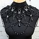 Shoulder Beaded large sexy black necklace Bridal lace shoulder cape, Necklace, Moscow,  Фото №1