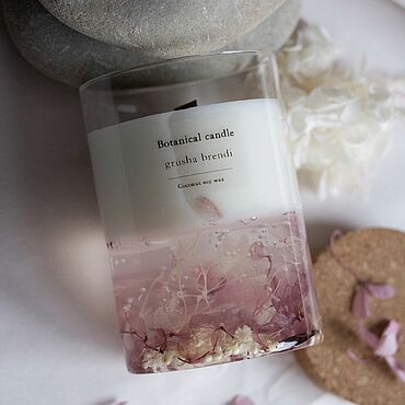 Сувениры и подарки ручной работы. Ярмарка Мастеров - ручная работа Свеча Botanical candle розовая. Handmade.