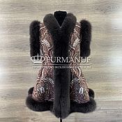 Одежда handmade. Livemaster - original item Vest with fur from pavloposadsky shawl 